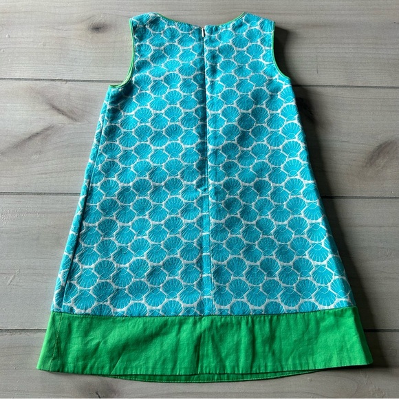 Mini Boden Green and Blue Seashell Pattern Kids Shift Dress - Picture 3 of 3